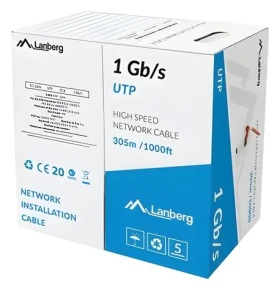 Lanberg UTP kábel drôt červený / Sieťový kábel / CCA / 305 m / 250 MHz / 1 Gb / s (LCU6-10CC-0305-R)