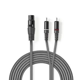 Nedis Vyvážený Audio kábel XLR 3-kolíková (F) - 2x RCA (M) 3.00 m tmavo šedá (COTH15220GY30)