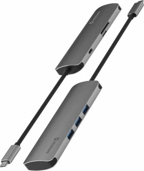 Sourcing Swissten USB-C Splitter 6in1 with 3X USB 3.0 / 1X USB-C Power Delivery / 1X microSD / 1X SD / Aluminum housing