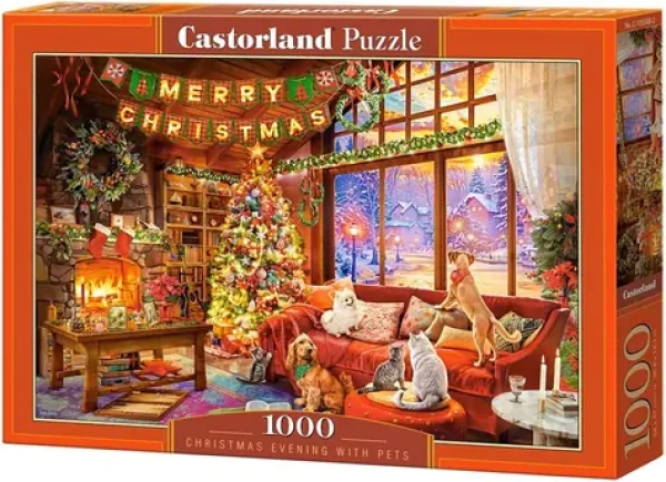Castorland 105588-2 Puzzle Štedrý večer s domácimi miláčikmi