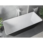 MEXEN/S - Velo Slim voľne stojaca vaňa 170 x 75, biela/čierna, sifón a prepad biela 52811707575-20
