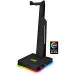 CONNECT IT NEO Stand-It RGB stojanček na slúchadlá čierna / 2x USB-A / RGB LED podsvietenie (CHX-3590-BK)