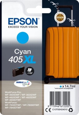 Epson Epson 405XL - 14.7 ml - XL - Cyan - original - Blister mit RF- / akustischem Alarmsignal - Tintenpatrone - fur WorkForce WF-7310, 7830, 7835, 7840, WorkForce Pro WF-3820, 3825, 4820, 4825, 4830