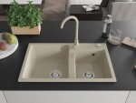 MEXEN MEXEN - Tomas granitový drez 2-bowl 800x500 mm, béžový, sifón chróm 6516802000-69