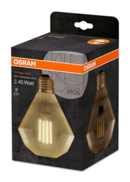 OSRAM LED Filament Vintage 1906 DIAMOND 4.5W 825 E27 / 420lm / 2500K / 15000h / noDIM / A + / Sklo číre zlatá / 1ks (4058075091955)