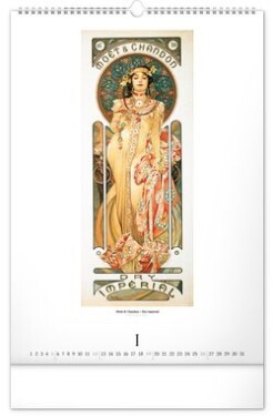 Presco Group Nástenný kalendár Alfons Mucha 2025 / 33 × 46 cm (PGN-33606-L)