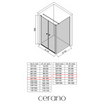 CERANO - Sprchovací kút Antelo L - Ľ/P - 6 mm - čierna matná, transparentné sklo - 96x70 - otočný CER-666568