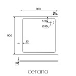 CERANO - Sprchová vanička samonosná štvorcová Piato - liaty mramor - biela lesklá - 90x90 - s nožičkami CER-680574