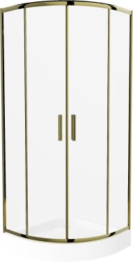 MEXEN/S - Rio sprchovací kút štvrťkruh 90 x 90, transparent, zlato + vanička Rio vrátane výpuste 863-090-090-50-00-4710