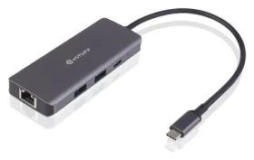 ESTUFF USB-C Hub 6 v 1 šedá / HDMI 4K60Hz / RJ-45 Gigabit / 2x USB-A 3.1 / USB-C PD 100W (ES623013)