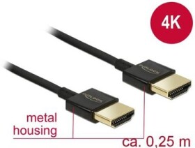 DeLock Kábel High Speed HDMI s Ethernetom - HDMI-A samec HDMI-A samec 3D 4K 0.25 m / Slim HQ (85117-D)