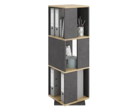 Otočný regál Tower, dub artisan/vintage optika kovu%