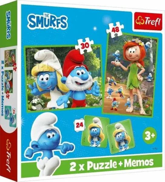 Trefl - Puzzle - Sada 3v1 Šmolkovia (2x puzzle + Pexeso)