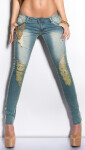 Sexy KouCla skinny-jeans with chains denimblue