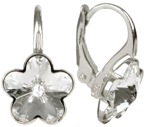 Levien Dievčenské strieborné náušnice Flower Crystal