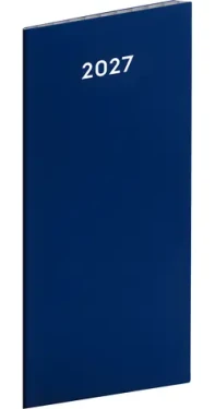 NOTIQUE Vreckový diár Modrý 2027 / Mesačný diár / 8 x 18 cm