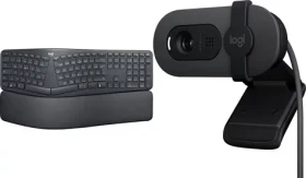 Logitech ERGO K860 čierna + Brio 100 / Set bezdrôtovej klávesnice a webkamery / Ergonomická / Bluetooth / 2.4 GHz