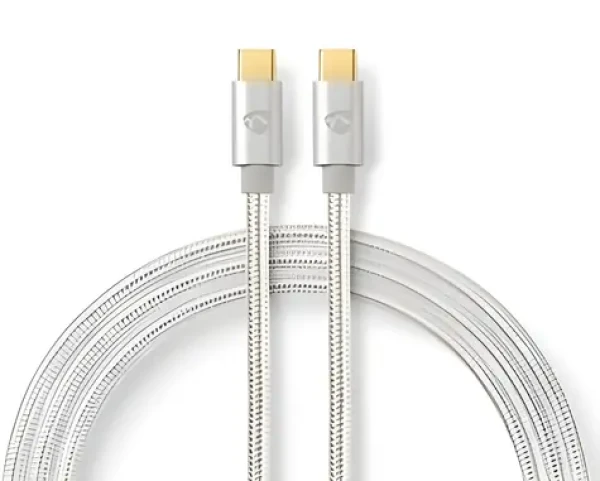 Nedis USB-C - USB-C / Kábel / USB 3.2 Gen 1 / 60 W / 4K 60Hz / 5 Gbps / 2 m / Opletený (CCTB64700AL20)