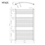 Mereo Vykurovací rebrík, oblý, 600x1330 mm, biely, stredové pripojenie MT42S