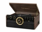 Victrola VTA-270B hnedá / Gramofón s rádiom amp; CD amp; MC mechanikou / 33 amp; 45 amp; 78 RPM / FM / BT / RCA / repro (VTA-270b-ESP-EU)