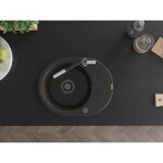 MEXEN/S MEXEN/S - Kevin granitový drez 1-miska s odkvapkávačom vrátane batérie Flora, čierna/zlatá metalik 6517-75-670401-07-B