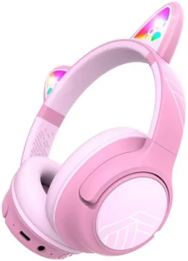 PowerLocus Bobo Cat Ears Pink / Detské bezdrôtové slúchadlá s mikrofónom / Bluetooth 5.3 (5060650752983)