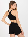 Černý bavlněný basic pruhovaný crop top RUE PARIS