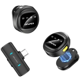 AWEI MK3 Duo čierna / Klopový mikrofón / bezdrôtový (MK3)