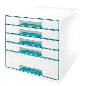 Leitz Wow CUBE bielo-ľadovo modrá / Zásuvkový box / 5 zásuviek / plast (52142051)