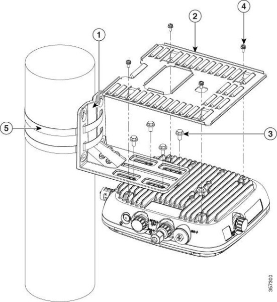 Cisco Cisco - Wireless Access-Point Montageset (horizontal) - Pfosten montierbar, geeignet fur Wandmontage - fur Catalyst 9124AXI