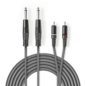 Nedis Stereo Audio kábel 2x jack 6.35 mm (M) 2x RCA (M) 5.00 m Okrúhly tmavo šedá (COTH23320GY50)