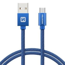 SWISSTEN TEXTILE dátový kábel USB - microUSB 1.2m modrá (71522208)