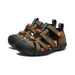 Chlapčenské sandále KEEN SEACAMP II CNX dark olive/gold flame - 35