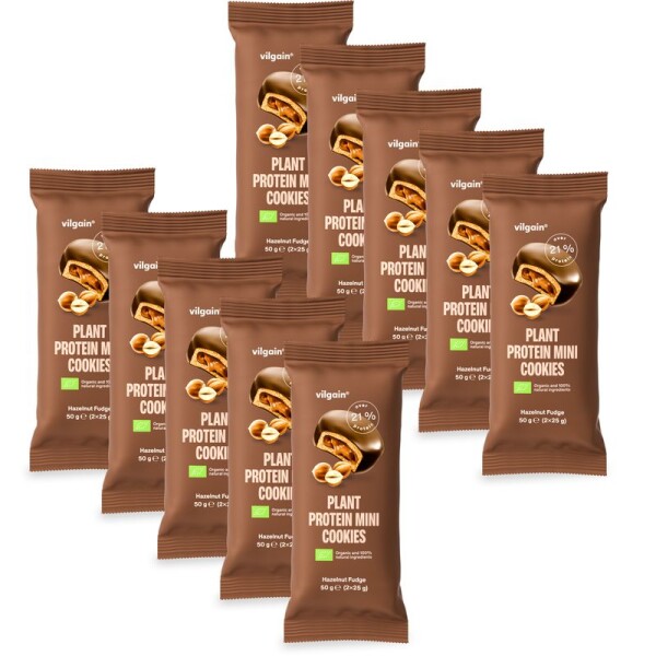 Vilgain Plant Protein Mini Cookies BIO – 10× Lieskovorieškový fondán 50 g (2 x 25 g)