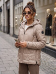 Dámska prešívaná prechodná bunda s kapucňou v kamelovej farbe, FashionStreet TY5799 S