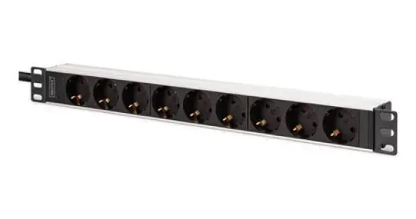 Digitus PDU 1HE / Zásuvkový panel do racku 19" / 9x zásuvka / hliník / 2 m (DN-95440)