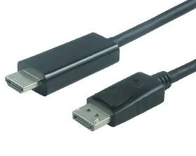 PremiumCord Kábel DisplayPort 1.2 - HDMI 2.0 čierna / Kábel / 4K 60Hz / pozlátené konektory / M/M / 3 m (kportadk04-03)
