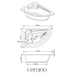 CERANO - Vaňa akrylátová Leona - asymetrická - ľavá - biela - 150x99,5x42 CER-095238