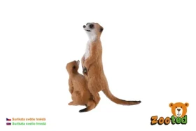 ZOOTED Figúrka Surikata s mláďaťom svetlo hnedá