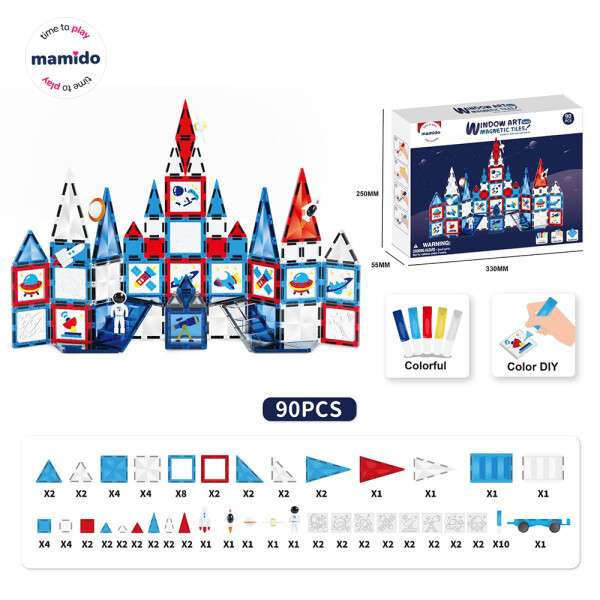 Mamido Mamido Magnetická stavebnica vesmír 90 dielov DIY Umenie na okno MT1478