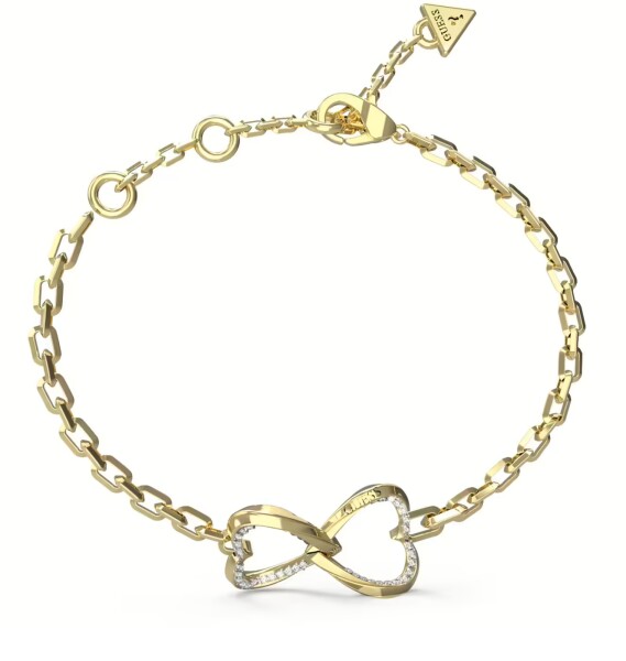 Guess Nežný pozlátený náramok so srdiečkami Mon Amour JUBB04618JWYG 14,5 cm