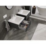 MEXEN/S - Rivel kúpeľňová skrinka 50 cm s umývadlom Otis, 1 šuplík, reliéf, grafit mat/biela mat 91A20-05023-1-BF66-W18M01