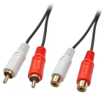 Lindy Audio kábel 2x RCA (M) - 2x RCA (F) 2 m čierna / Audio kábel / Stereo / Pozlátené konektory (35671)