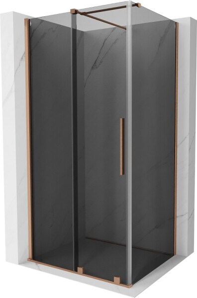 MEXEN/S - Velár sprchovací kút, posuvné dvere 100 x 90, grafit, meď kartáčovaná 871-100-090-41-65