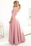 Dámske dlhé čipkované šaty 309-13 AMBER powder pink - Numoco XXL