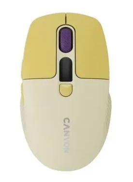 Canyon MW-26 žltá / Optická bezdrôtová myš / 800/1200/1600/2400 DPI / 6 tlačidiel / BT + 2,4 GHz / Tichá (CNS-CMSW26Y)