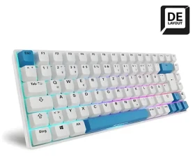 Sharkoon Skiller SGK50 S3 PBT biela/svetlo modrá / Herná klávesnica / mechanická / Gateron G Pro 3.0 Yellow / USB / 1,5 m (4044951039197)