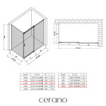 CERANO - Sprchovací kút Santoro - pravá - 6 mm - chróm, mliečne sklo - 120x100 - posuvný CER-665824