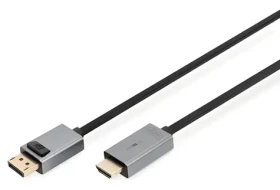 Digitus DisplayPort - HDMI A čierna / Adaptérový kábel / 4K 30 Hz / 3 m / pozlátené konektory (DB-340202-030-S)