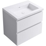 CERANO - Kúpeľňová skrinka Carole - biela matná + umývadlo z lit. mramoru Ovo - biela lesklá - 55,5x53x46,5 CER-367256
